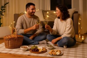 Binnenpicknick date idee voor thuis