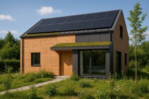 een duurzaam huis dat gebouwd is