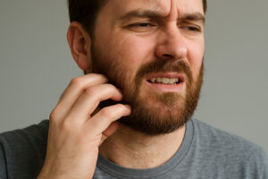 huid onder baard droog