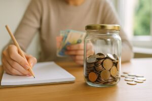iemand die een geld sparen challenge doet