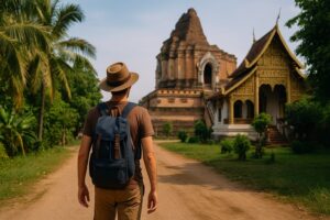 man is alleen reizen door thailand