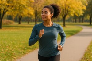 vrouw die mentale gezondheid verbeterd door beweging