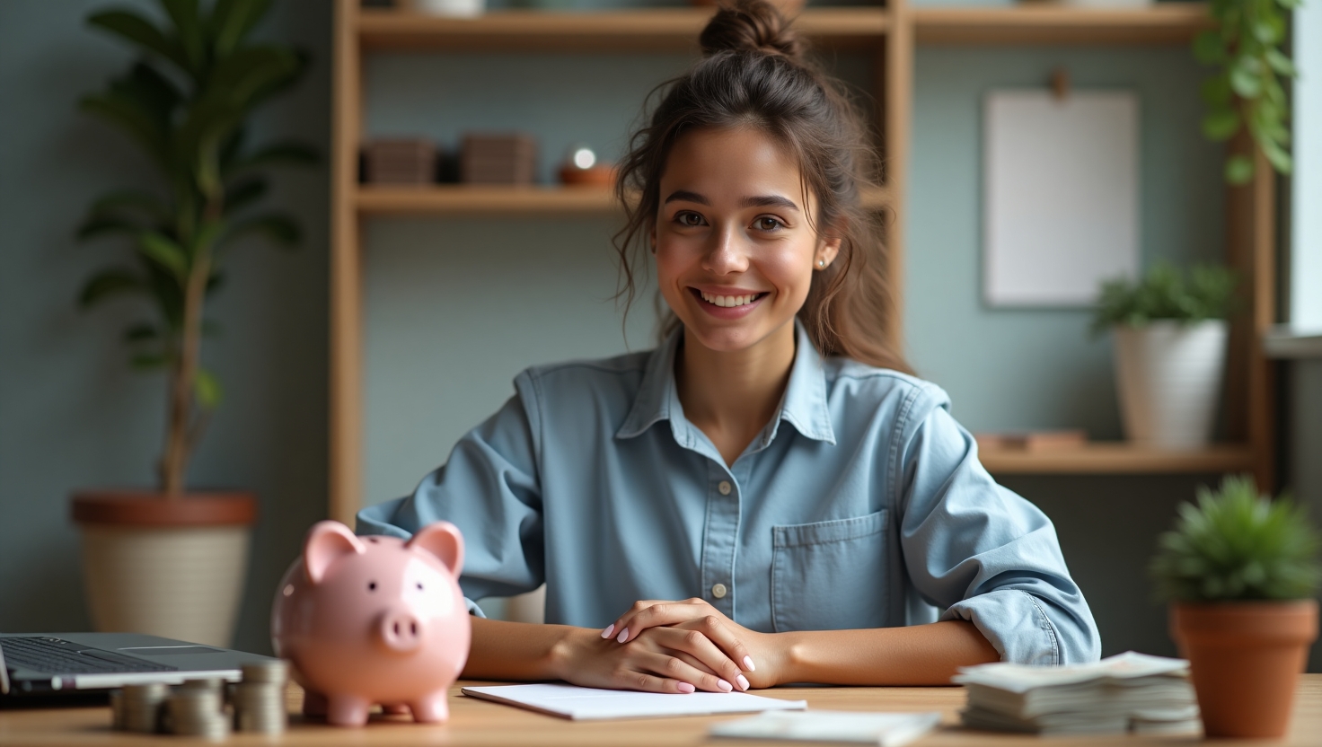 vrouw die geld sparen tips gebruikt