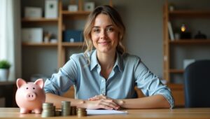 vrouw die geld spaart door tips