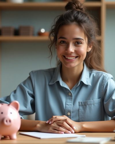 vrouw die geld sparen tips gebruikt